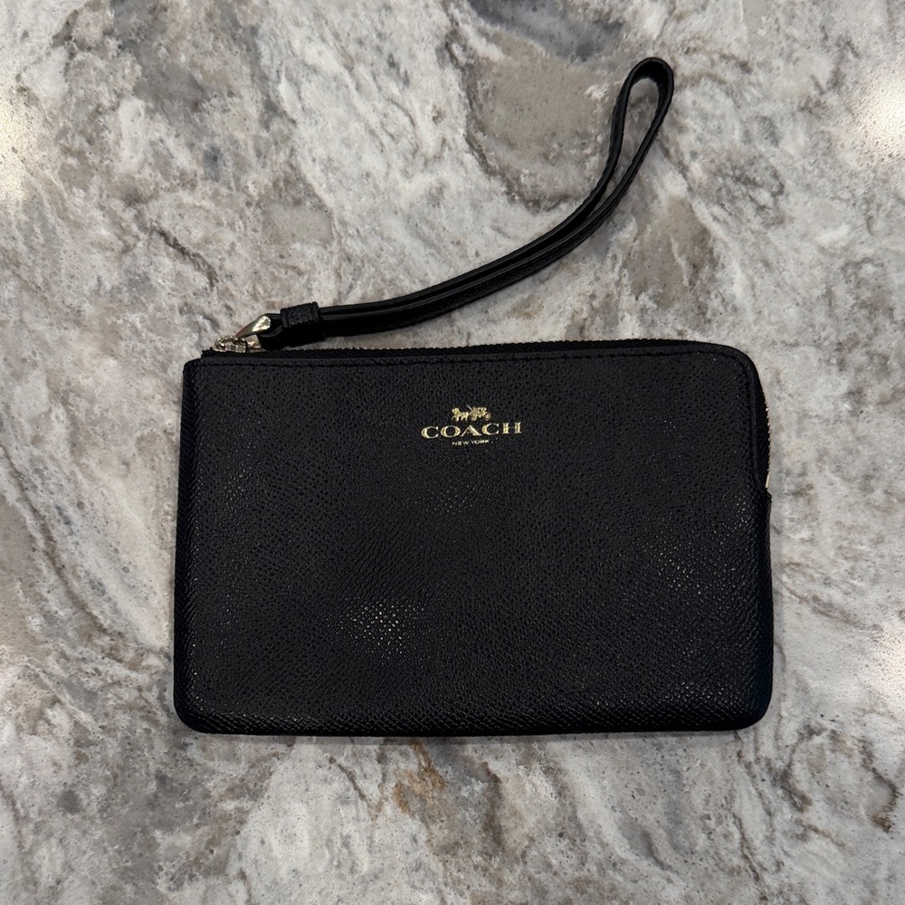 Coach Black Leather Wristlet